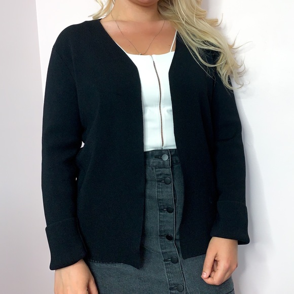 OAK + FORT Oversized Ribbed Black Cardigan size Small - Picture 8 of 10